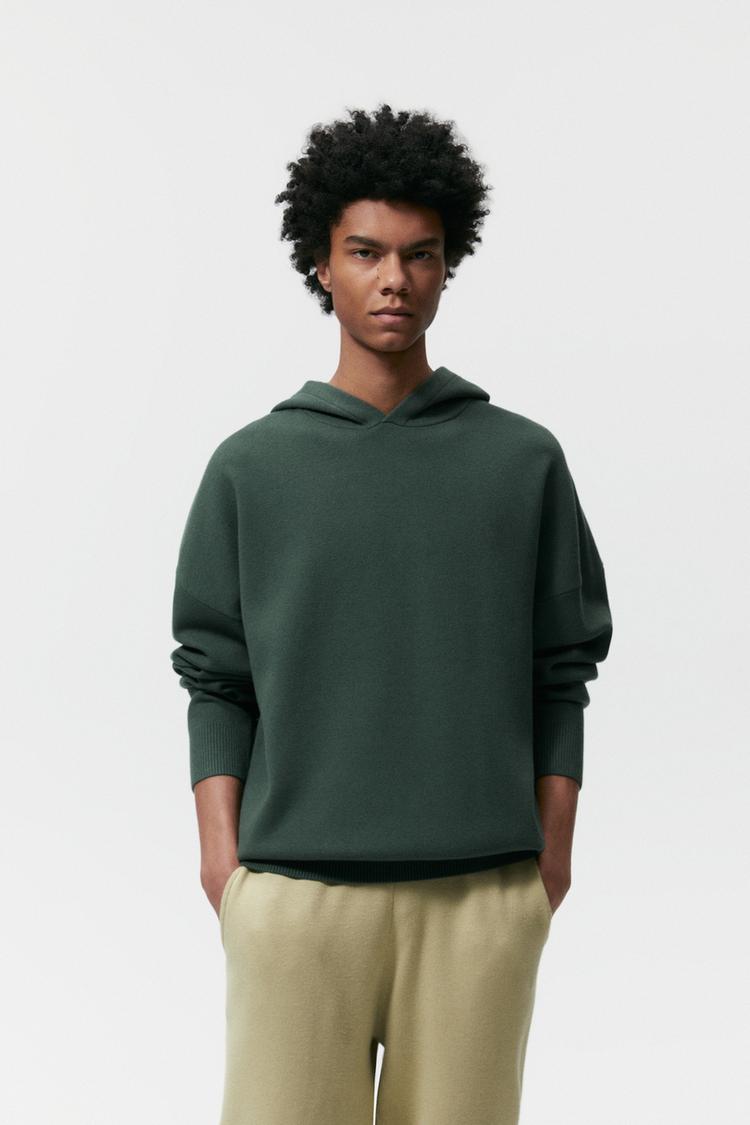 MATCHING KNIT HOODIE Bottle green ZARA Spain